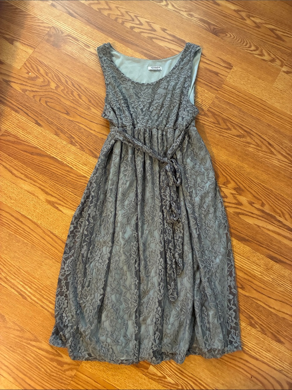 Women's XL Lace Dress with Belt - Gray